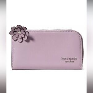 KATE SPADE Devin slim bifold leather wallet, flower embellishment